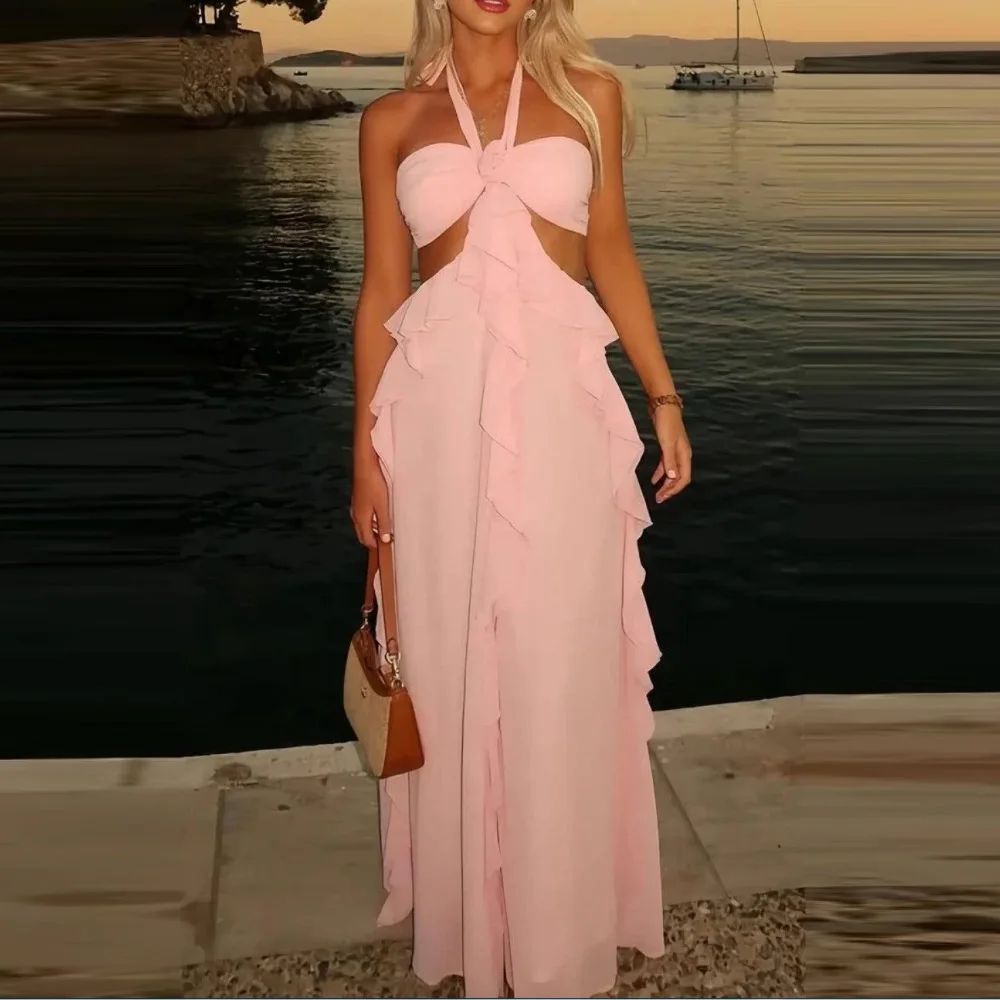 Customized Hollowed out backless long dress vacation style dress pure desire style hanging neck and exposed waist casual dress
Customized Hollowed out backless long dress vacation style dress pure desire style hanging neck and exposed waist casual dress