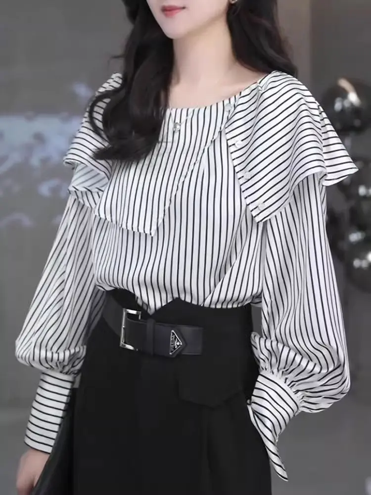Весенняя новая корейская свободная рубашка в вертикальную полоску, модный топ для женщин TT1307
Весенняя новая корейская свободная рубашка в вертикальную полоску, модный топ для женщин TT1307