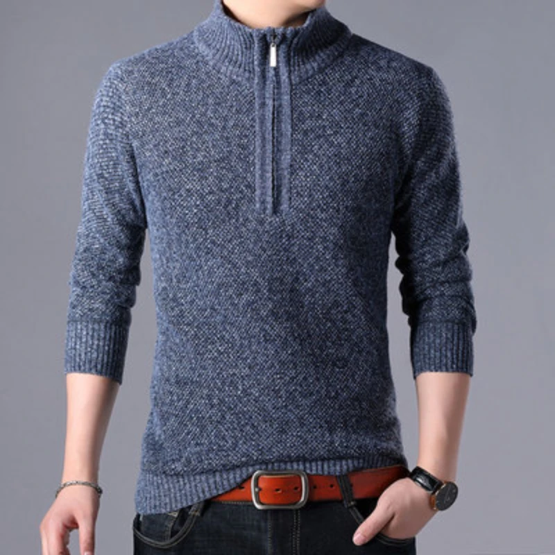 New Men's Fashion Sweater Slim Fit Zipper Knitted Solid Color Thick Winter Male Classical Sweatshirts
New Men's Fashion Sweater Slim Fit Zipper Knitted Solid Color Thick Winter Male Classical Sweatshirts