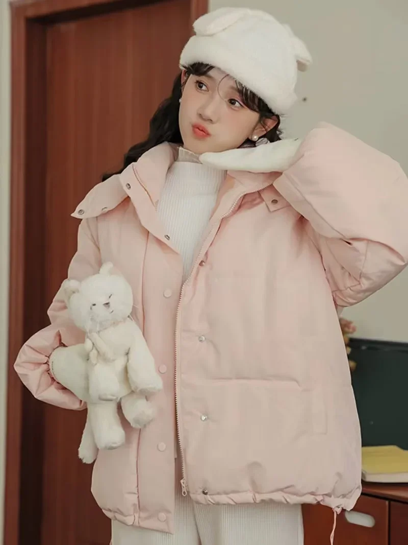 Autumn and Winter Hooded Thickened Warm Cotton-padded Jackets Women Solid Color Casual Versatile Loose Zipper Bread Cotton Coats
Autumn and Winter Hooded Thickened Warm Cotton-padded Jackets Women Solid Color Casual Versatile Loose Zipper Bread Cotton Coats
