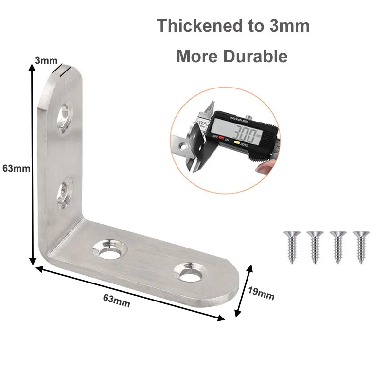 L Shaped Corner Brackets With Screws 90 Degree Right Angle Connectors For Shelves Wood Furniture Heavy Duty Thickened 63x63x19mm
L Shaped Corner Brackets With Screws 90 Degree Right Angle Connectors For Shelves Wood Furniture Heavy Duty Thickened 63x63x19mm