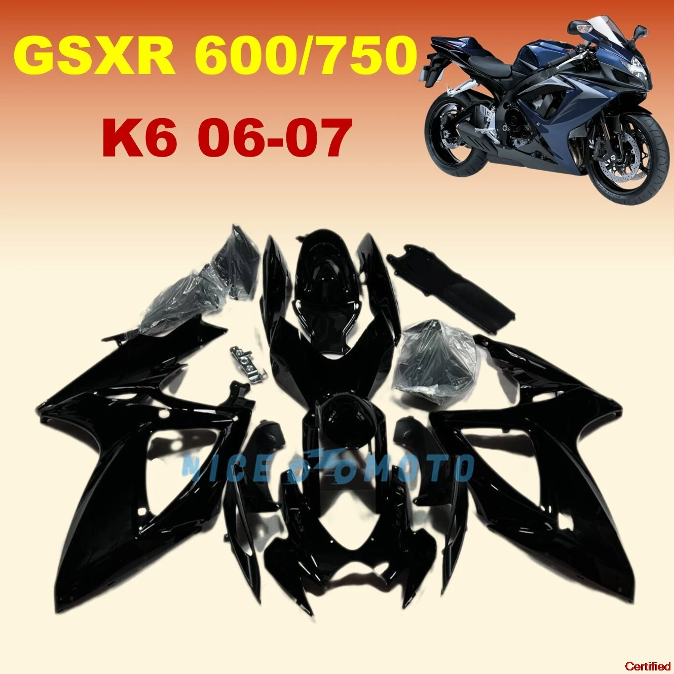 For GSX-R600 750 GSXR600 06 07 GSXR750 2006 2007 K6 Motorcycle ABS Plastic Fairing kit Bright black Bodywork
For GSX-R600 750 GSXR600 06 07 GSXR750 2006 2007 K6 Motorcycle ABS Plastic Fairing kit Bright black Bodywork