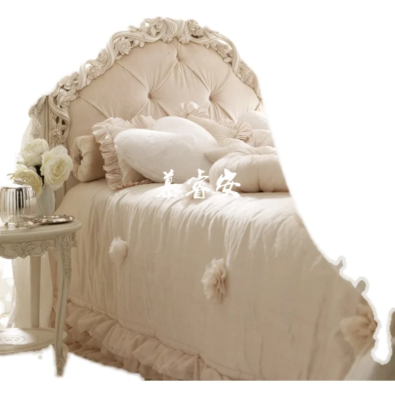 Wood Carving Bed French Retro Girl Bed Children Princess Bed Korean Single Fabric 1.8M
Wood Carving Bed French Retro Girl Bed Children Princess Bed Korean Single Fabric 1.8M