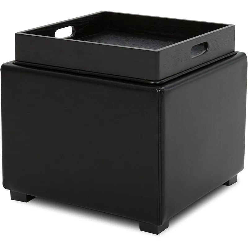 Storage Ottoman Cube with Tray,Footrest Stool Seat Serve as Side Table, PU Leather in Black
Storage Ottoman Cube with Tray,Footrest Stool Seat Serve as Side Table, PU Leather in Black