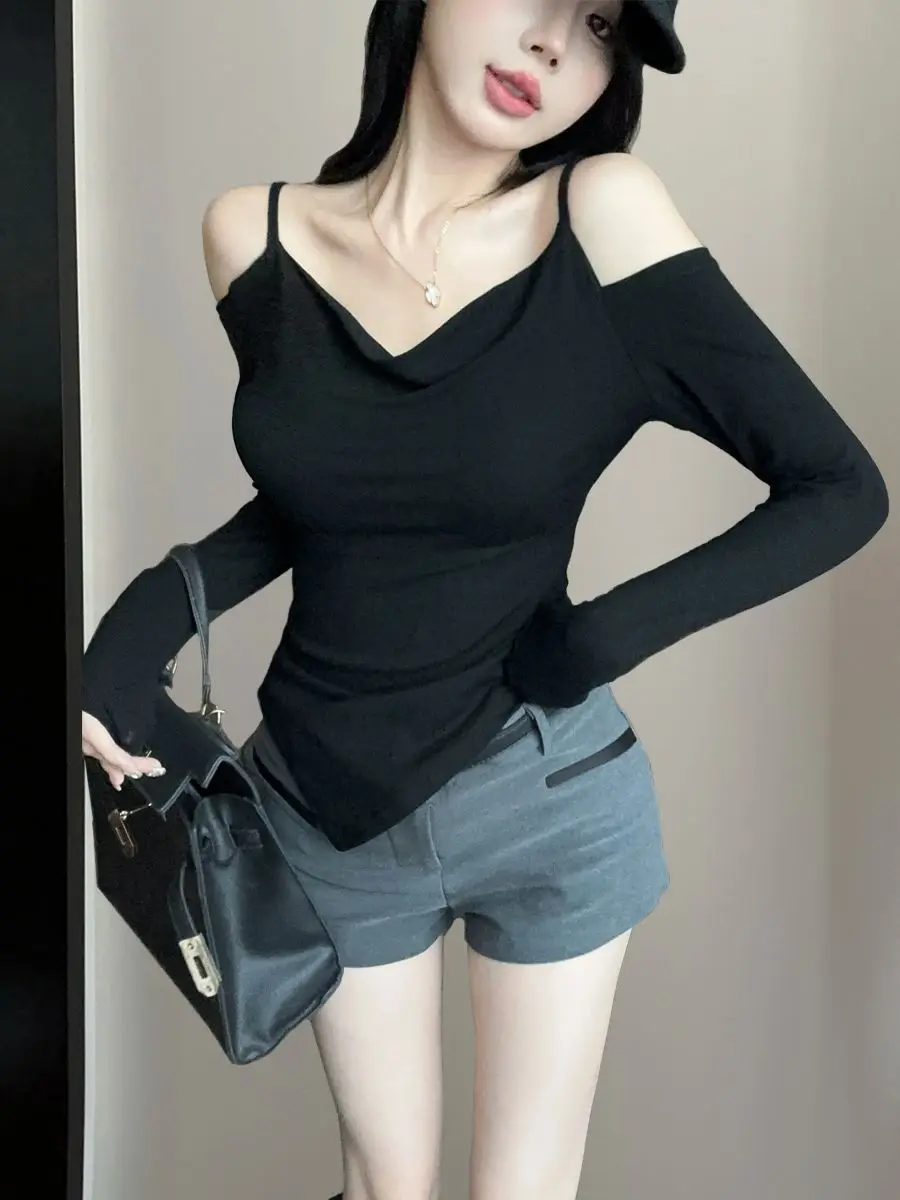Shoulder-Bare Irregular Long Sleeve T-Shirt Women's Spring Autumn Slim Sexy Swing Neckline Top
Shoulder-Bare Irregular Long Sleeve T-Shirt Women's Spring Autumn Slim Sexy Swing Neckline Top