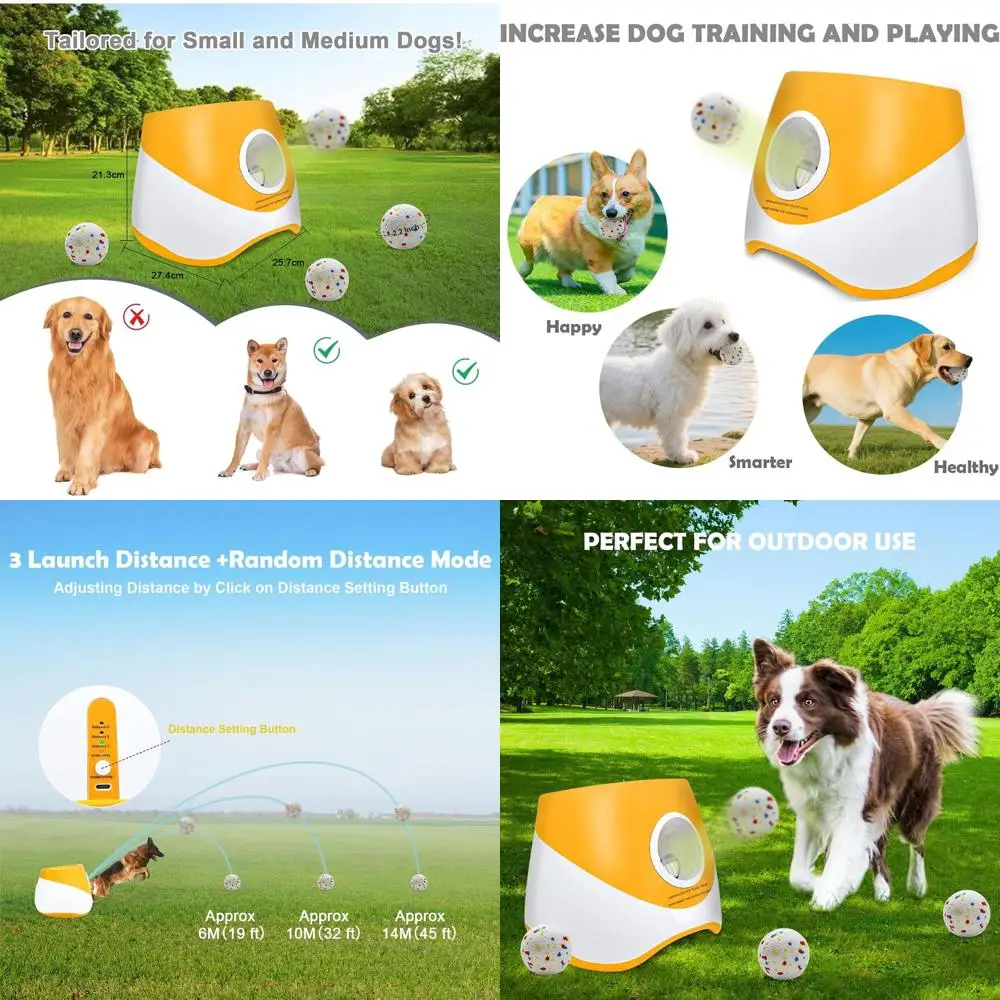 Interactive Dog Ball Launcher - Adjustable Distance, Mental Stimulation Toy for Small to Medium Dogs with 4 Orange 2.2 Inch Ball
Interactive Dog Ball Launcher - Adjustable Distance, Mental Stimulation Toy for Small to Medium Dogs with 4 Orange 2.2 Inch Ball