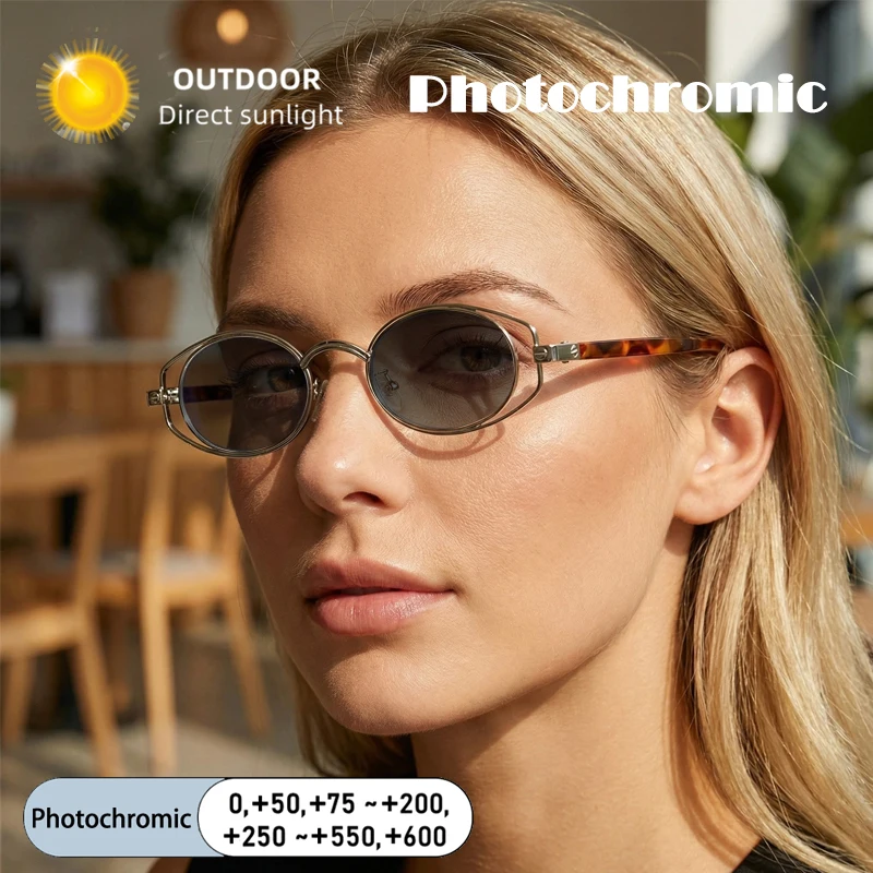 Fashion Brand Retro Europe Lady Recessed Design Frame Photochromic Anti Blue Light Hyperopia Reading Glasses +1.25 +1.5 ~ 2.5~6
Fashion Brand Retro Europe Lady Recessed Design Frame Photochromic Anti Blue Light Hyperopia Reading Glasses +1.25 +1.5 ~ 2.5~6