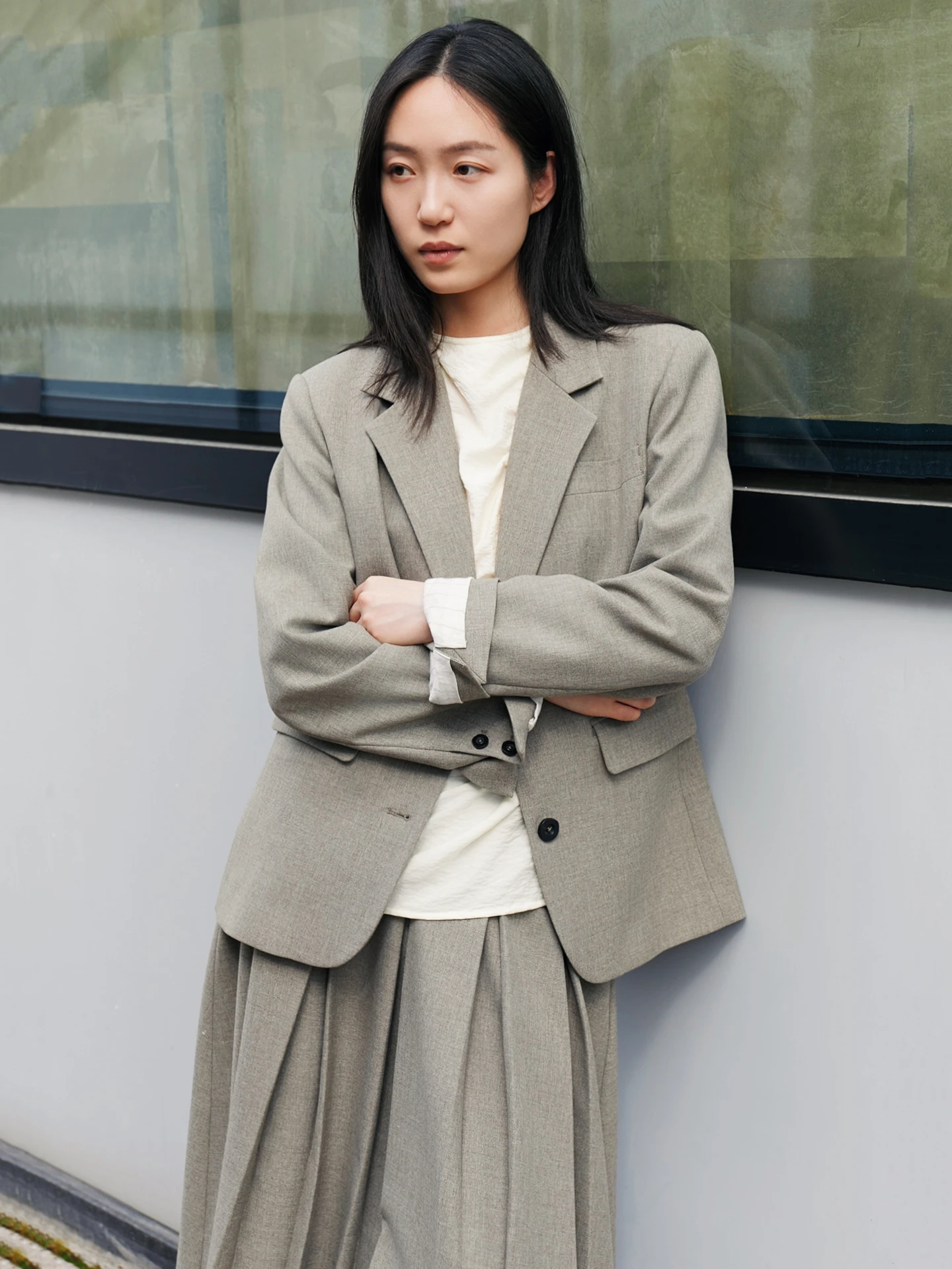 Anti-Wrinkle Texture Mixed Color Suit Jacket And A-Line Skirt Set Women's Fashion Spring Collection High Waist Pure Color
Anti-Wrinkle Texture Mixed Color Suit Jacket And A-Line Skirt Set Women's Fashion Spring Collection High Waist Pure Color