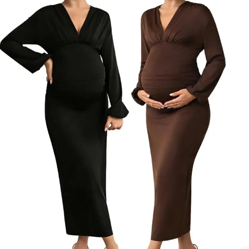 Maternity V Neck Long Sleeve Pleated Dress Elastic Waist Slimming Design for Pregnancy Office Commute Winter Thermal A2UB
Maternity V Neck Long Sleeve Pleated Dress Elastic Waist Slimming Design for Pregnancy Office Commute Winter Thermal A2UB