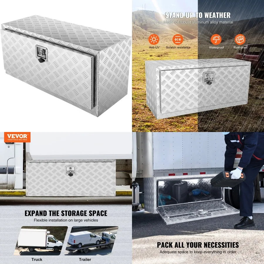 VEVOR Underbody Truck Box 36"×14"×16" Pickup Storage Box Heavy Duty Aluminum Plate Tool Box with Lock and Keys Trailer Storag
VEVOR Underbody Truck Box 36"×14"×16" Pickup Storage Box Heavy Duty Aluminum Plate Tool Box with Lock and Keys Trailer Storag