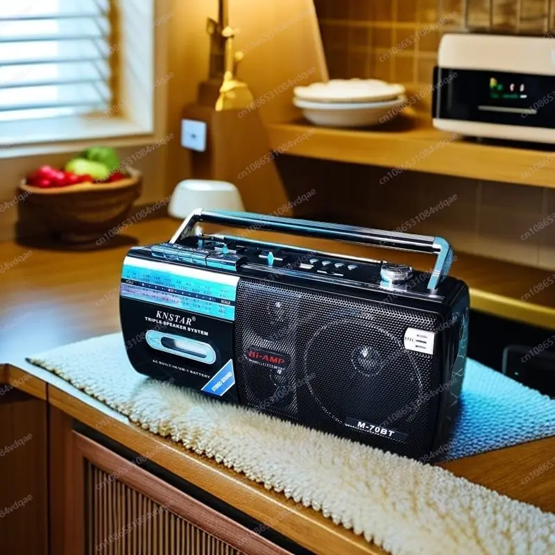 Vintage nostalgic tabletop tape recorder cassette player radio bluetooth speaker
Vintage nostalgic tabletop tape recorder cassette player radio bluetooth speaker