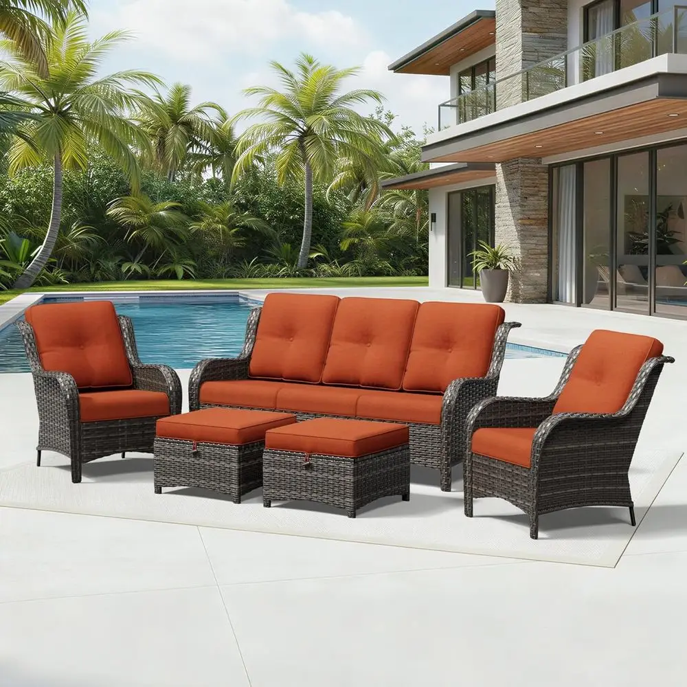5 Piece Wicker Patio urniture Set, Rattan Patio Chairs with High Back, Deep Seating, Wide Armrest, Thickened Cushions, Outdoor u
5 Piece Wicker Patio urniture Set, Rattan Patio Chairs with High Back, Deep Seating, Wide Armrest, Thickened Cushions, Outdoor u
