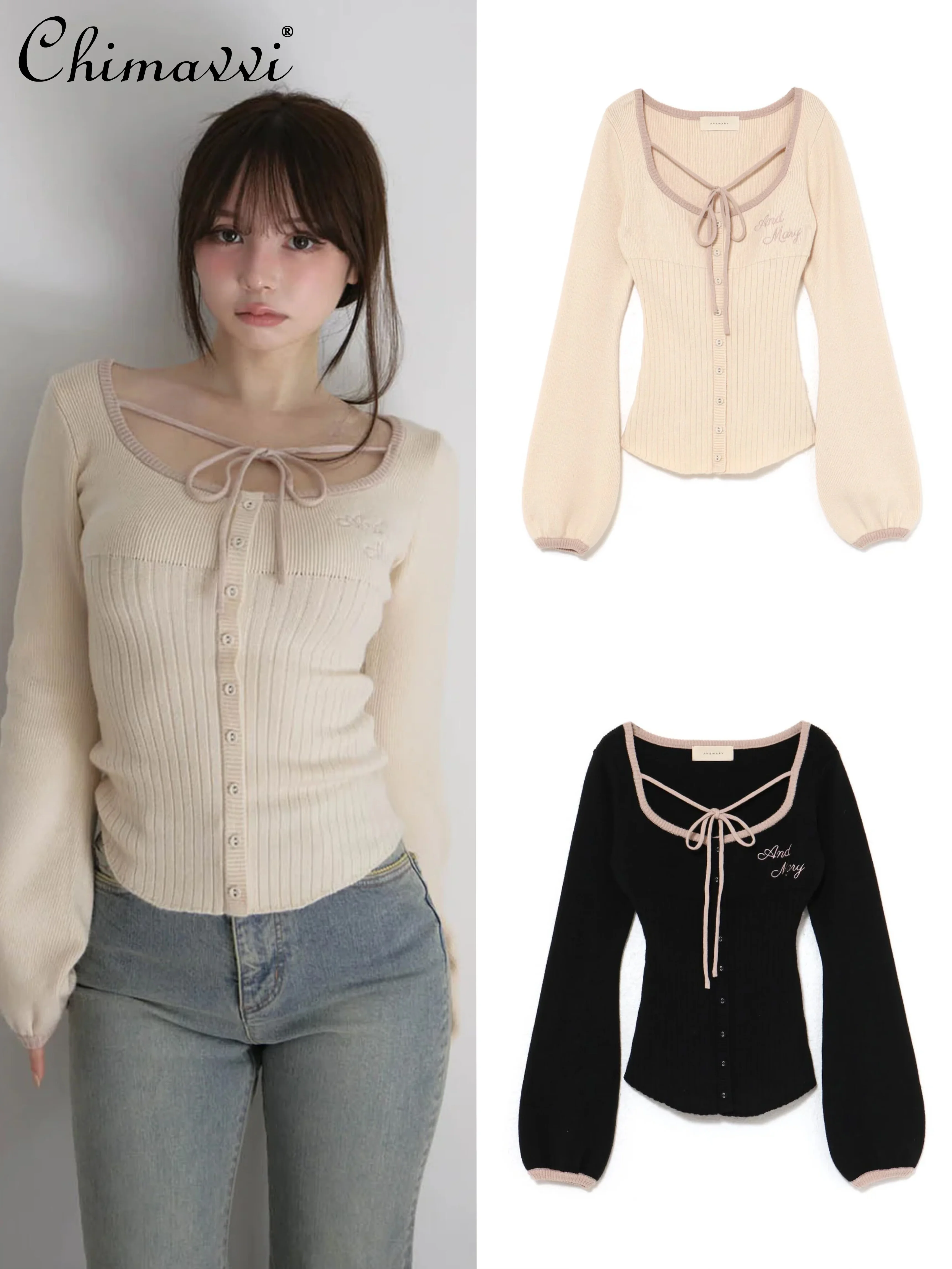 Japanese Style Fashion Women's Sweater Autumn Winter New Sweet Girl Square Neck Slim Fit Long Sleeve Top Bowknot Knitted Sweater
Japanese Style Fashion Women's Sweater Autumn Winter New Sweet Girl Square Neck Slim Fit Long Sleeve Top Bowknot Knitted Sweater