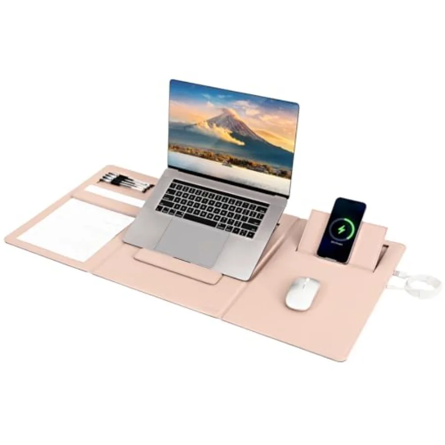 4-in-1 laptop stand for office desk: PU leather, black, built-in 15W Qi-certified wireless charging pad and mouse pad
4-in-1 laptop stand for office desk: PU leather, black, built-in 15W Qi-certified wireless charging pad and mouse pad