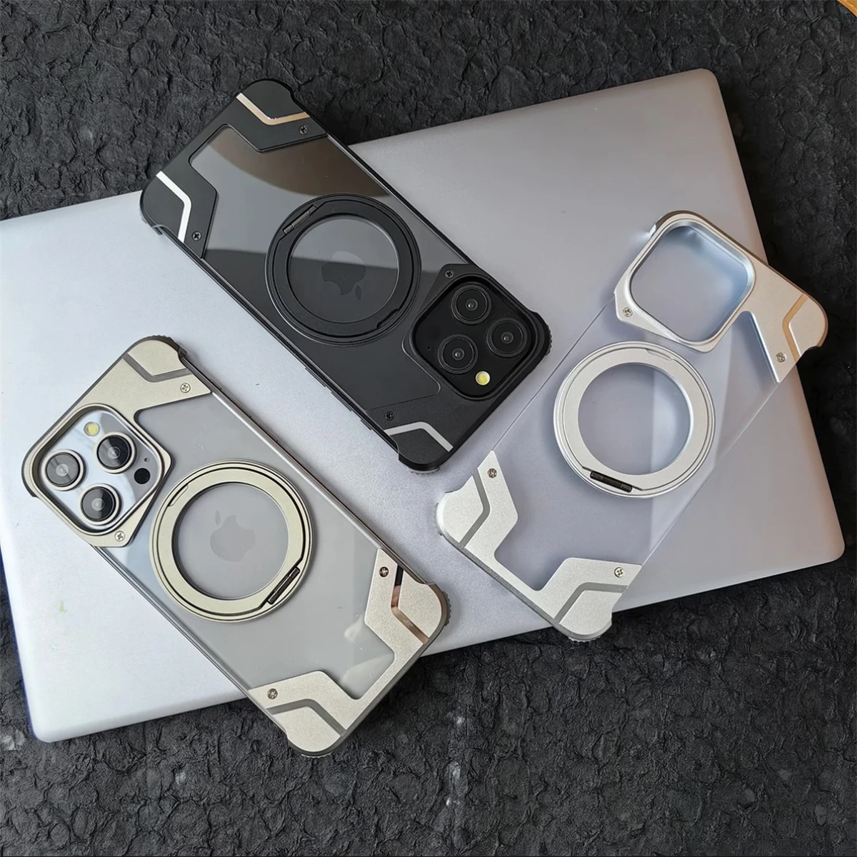 Luxury Magnetic Aluminum Alloy Frameless Transparent Phone Case, 360 Bracket Shockproof Cover, iPhone 16, 13 15 Pro Max Plus
Luxury Magnetic Aluminum Alloy Frameless Transparent Phone Case, 360 Bracket Shockproof Cover, iPhone 16, 13 15 Pro Max Plus