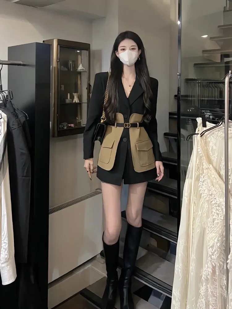 plus Size Women's Long Sleeve Suit Jacket Autumn Winter Color Block Design High Waist Commute Style Korean Version Button Detail
plus Size Women's Long Sleeve Suit Jacket Autumn Winter Color Block Design High Waist Commute Style Korean Version Button Detail