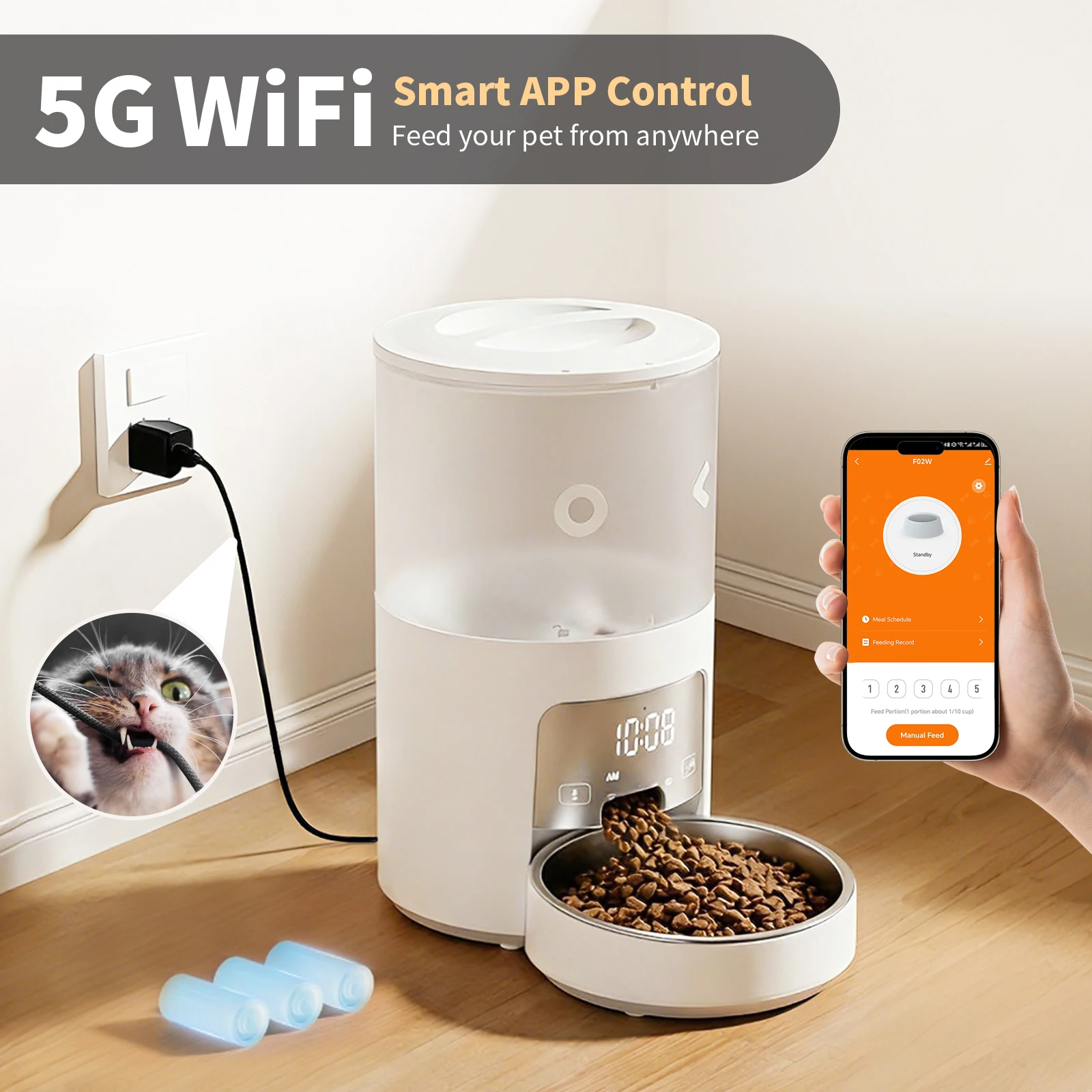 App Control Scheduled Dry Food Dispenser 3L Large Capacity WIFI Pet Feeder Rounded Smart Automatic Cat Feeder with High Quality
App Control Scheduled Dry Food Dispenser 3L Large Capacity WIFI Pet Feeder Rounded Smart Automatic Cat Feeder with High Quality