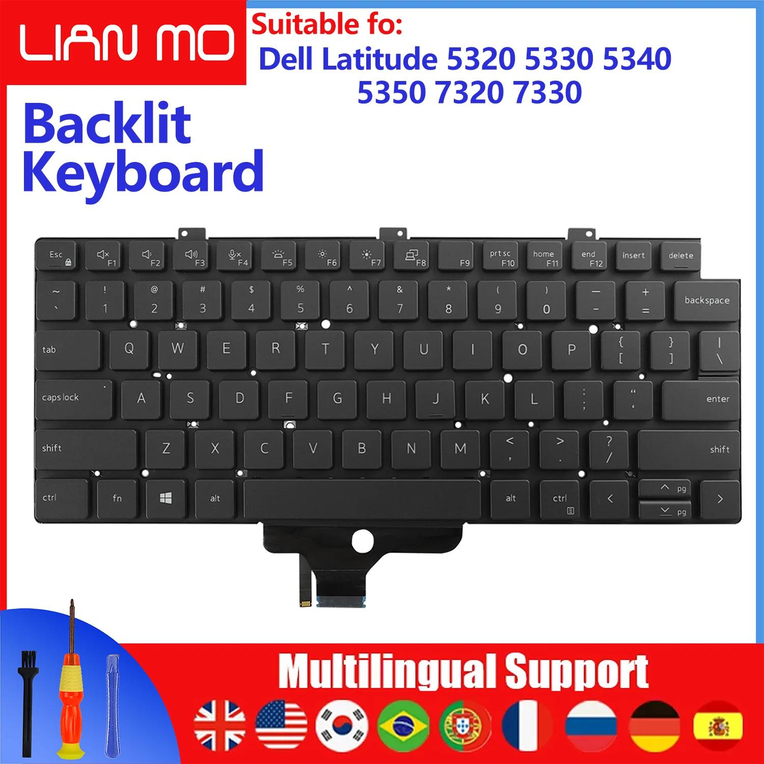 US layout for Dell Latitude 5320 5330 5340 5350 7320 7330 backlight keyboard
US layout for Dell Latitude 5320 5330 5340 5350 7320 7330 backlight keyboard