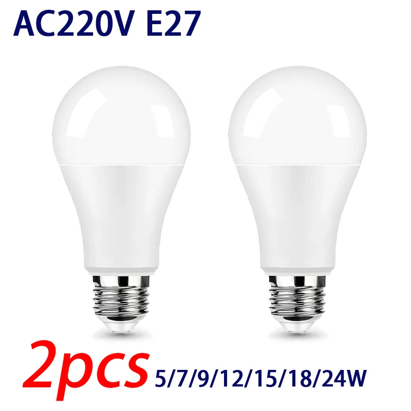 2Pcs LED Bulb Lamps AC 220V E27 5W 7W 9W 12W 15W 18W 24W Lampada Bombilla Living Room Home Cold White Luminair Lighting Tools
2Pcs LED Bulb Lamps AC 220V E27 5W 7W 9W 12W 15W 18W 24W Lampada Bombilla Living Room Home Cold White Luminair Lighting Tools