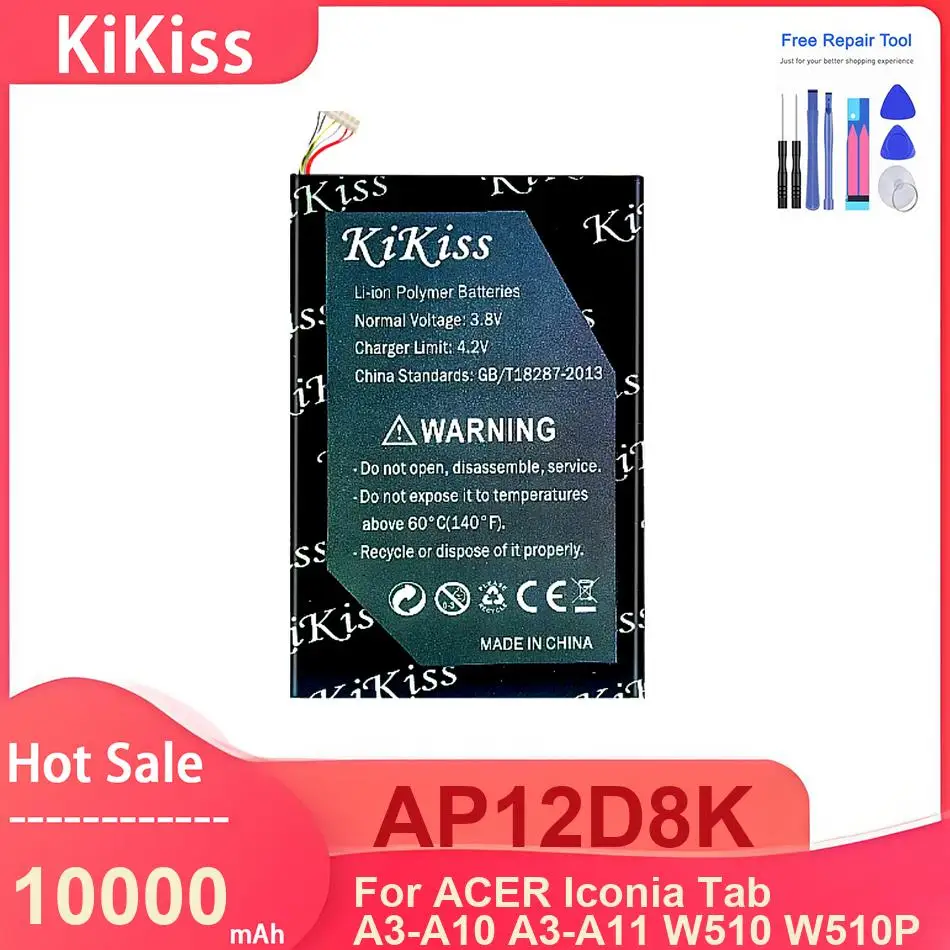KiKiss Tablet Battery For Acer Iconia Tab A3-A10 A3-A11 W510 W510P ,AP12D8K 10000mAh Batteries
KiKiss Tablet Battery For Acer Iconia Tab A3-A10 A3-A11 W510 W510P ,AP12D8K 10000mAh Batteries