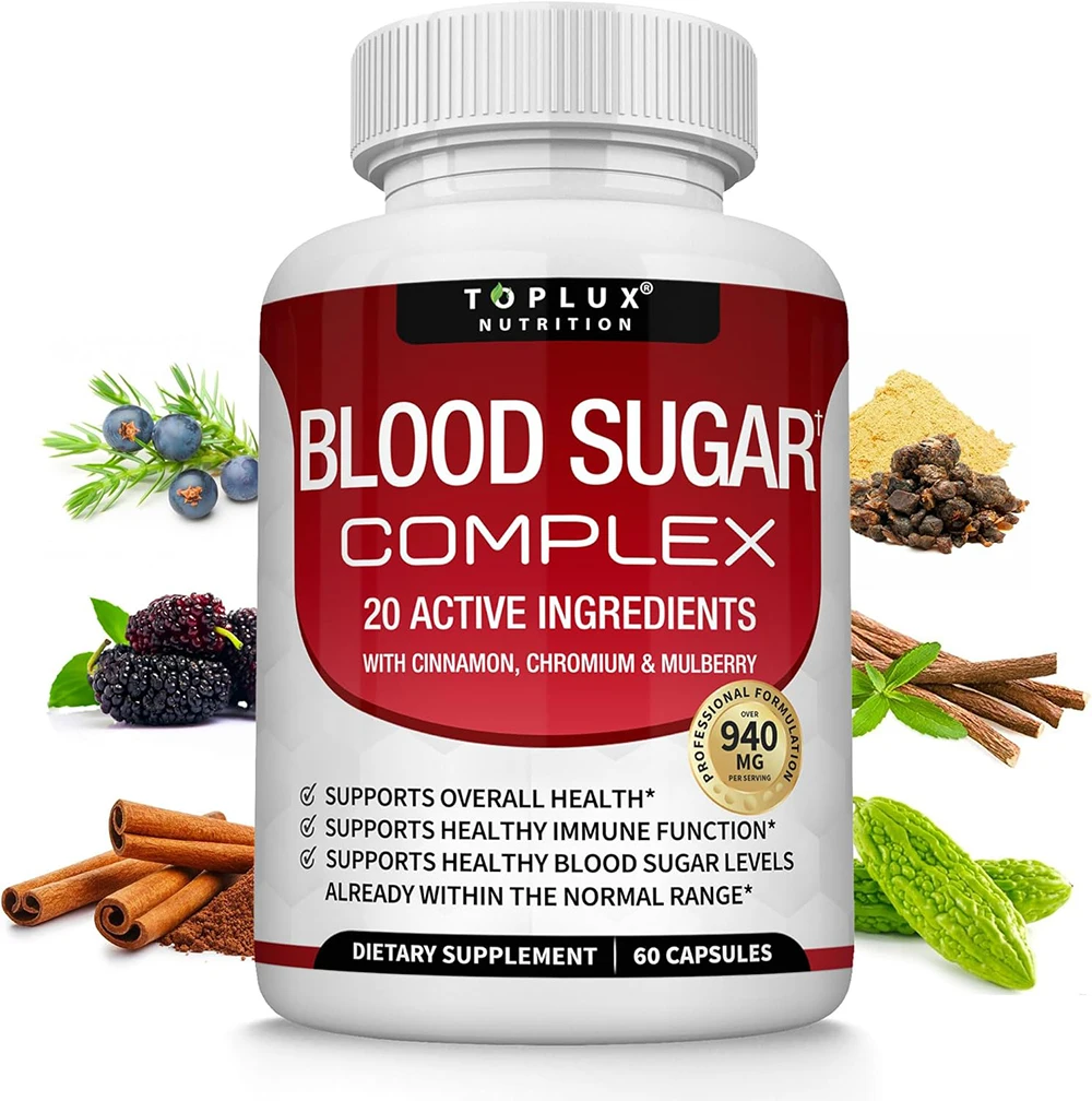 Blood Sugar Complex Supplement Balance Blend Complex for Men Women- Natural 20 Herbs and Vitamins with Cinnamon, Vegan Capsules
Blood Sugar Complex Supplement Balance Blend Complex for Men Women- Natural 20 Herbs and Vitamins with Cinnamon, Vegan Capsules