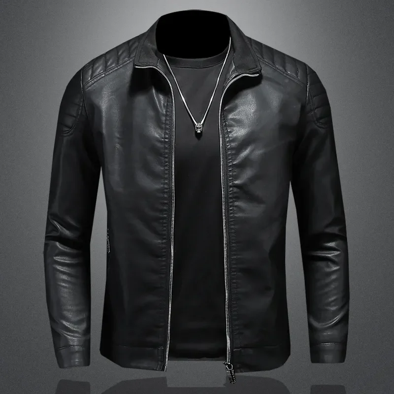 Men's Leather Clothing Fashion Slim Fit Zipper Leather Jacket Solid Casual Jacket Moto Biker Leather Coat Men Motorcycle Jacket
Men's Leather Clothing Fashion Slim Fit Zipper Leather Jacket Solid Casual Jacket Moto Biker Leather Coat Men Motorcycle Jacket