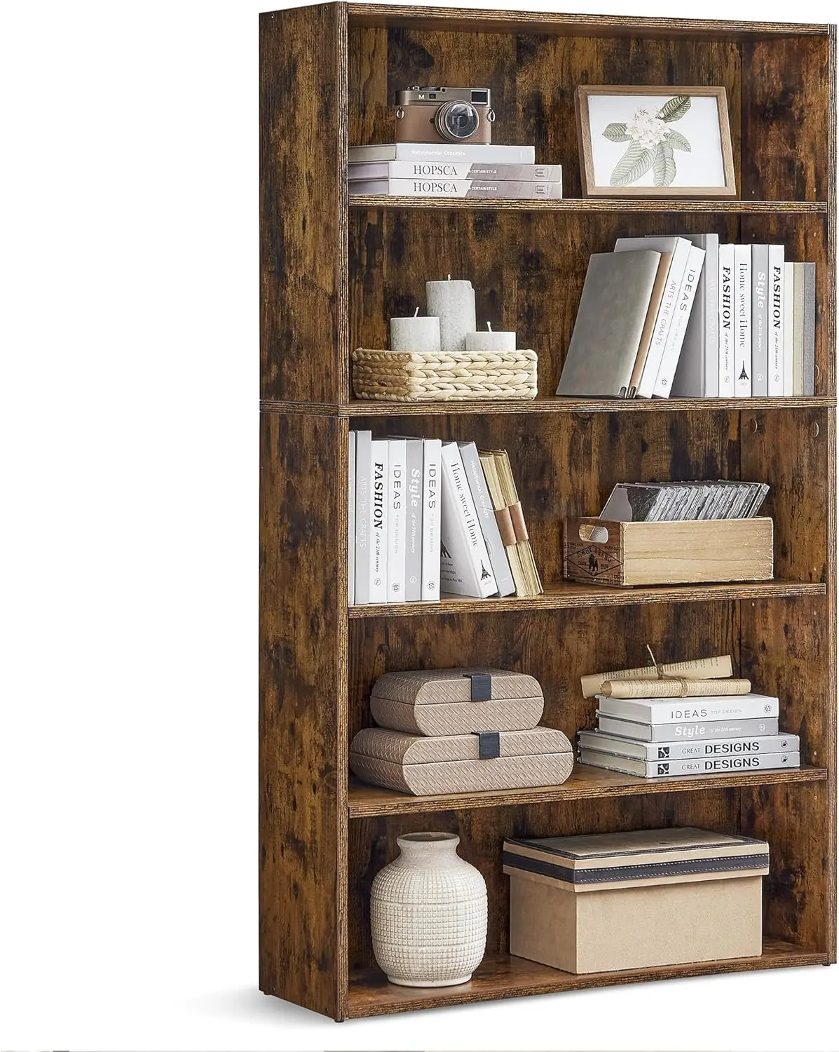 5-Tier Rustic Brown Bookcase, Open Storage Shelf for Living Room, Home Office, Dinning Room, 9.4 x 30 x 52.8 Inches
5-Tier Rustic Brown Bookcase, Open Storage Shelf for Living Room, Home Office, Dinning Room, 9.4 x 30 x 52.8 Inches