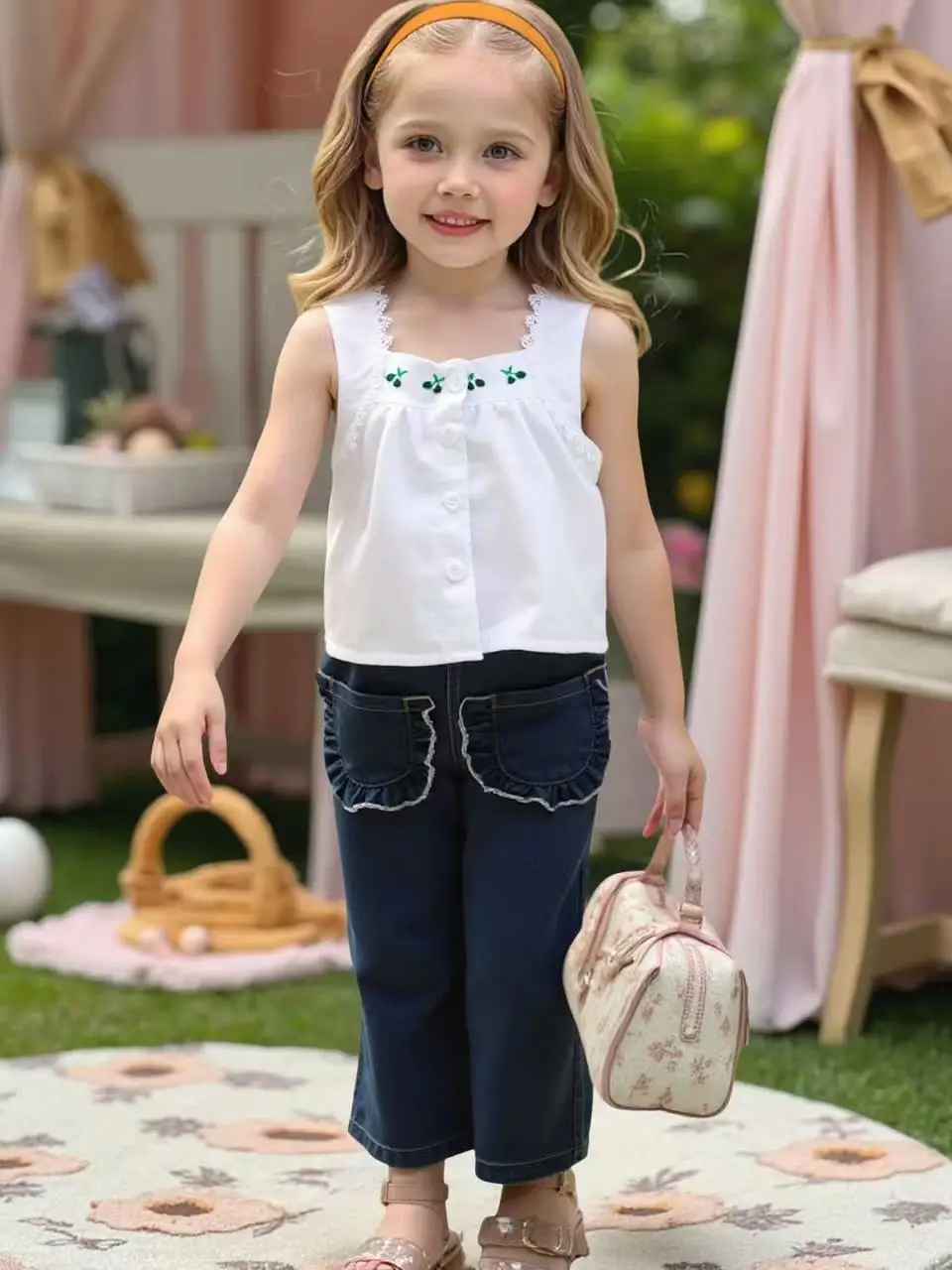 Girl's Denim Suit 2025 Summer New Children's Matching Vest Shirt Top Girl's Jeans Two-piece Set 100-130cm Kids Outfits
Girl's Denim Suit 2025 Summer New Children's Matching Vest Shirt Top Girl's Jeans Two-piece Set 100-130cm Kids Outfits