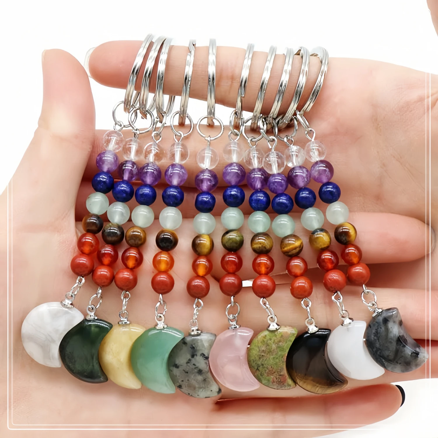 TikTok Hot Sale Natural Crystals Wholesale Bulk 1 Inch Carving Moon Figure Healing Stones Crystal Key Chains for Gift
TikTok Hot Sale Natural Crystals Wholesale Bulk 1 Inch Carving Moon Figure Healing Stones Crystal Key Chains for Gift