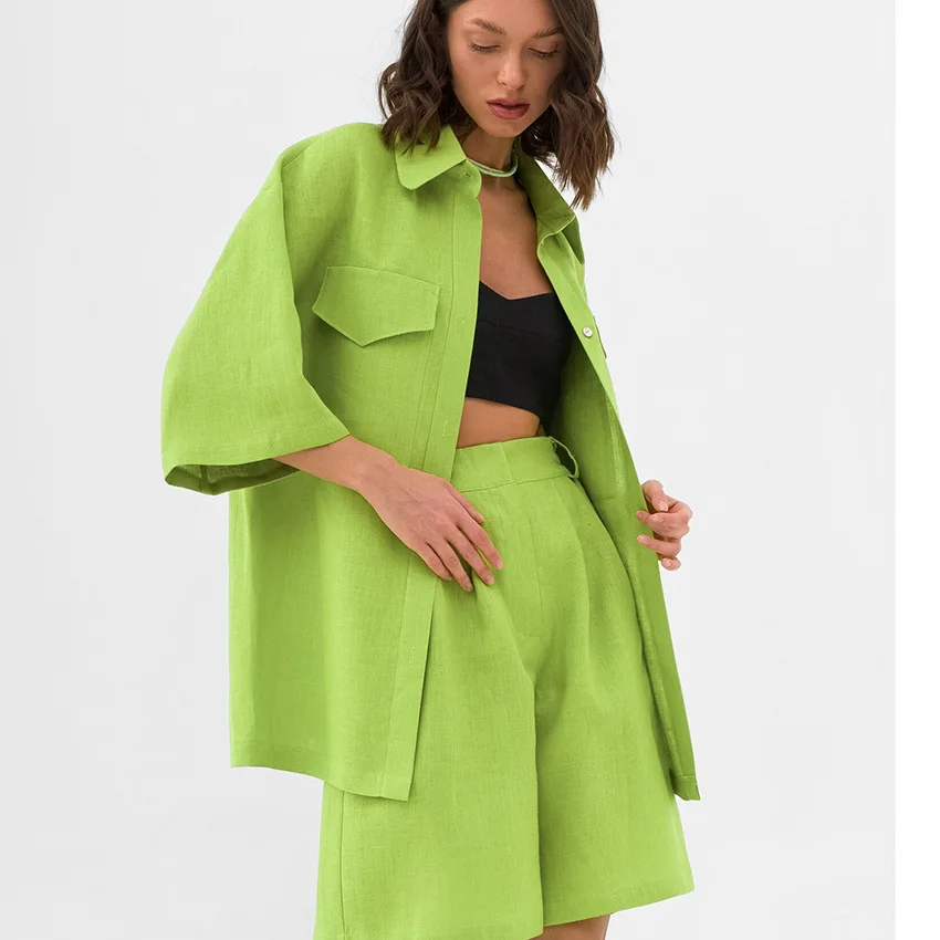 2023 summer new straight shorts solid color fashionable versatile outer wear two-piece set Z472
2023 summer new straight shorts solid color fashionable versatile outer wear two-piece set Z472