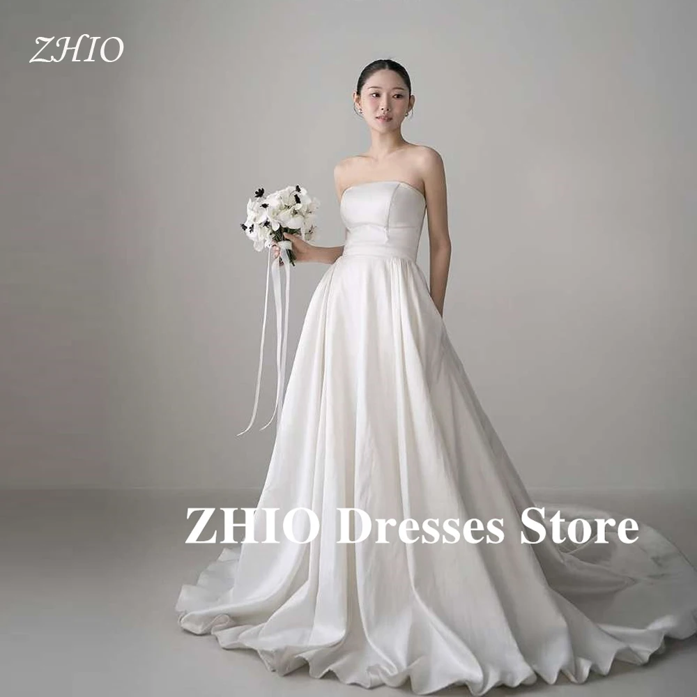 ZHIO Simple Strapless A Line Wedding Dresses Soft Satin Sweep Train Bridal Gowns Corset Back Plus Size Vestidos de noiva Women
ZHIO Simple Strapless A Line Wedding Dresses Soft Satin Sweep Train Bridal Gowns Corset Back Plus Size Vestidos de noiva Women
