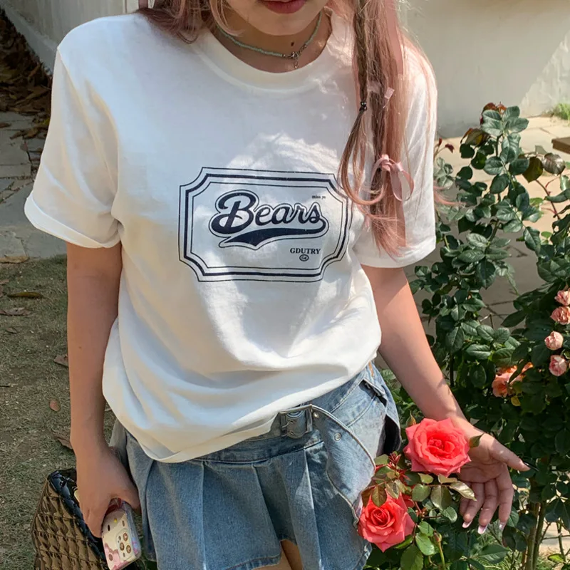 2023 Spring Summer New Cotton Casual Letter Printing Loose Slim Short Sleeve T-shirt Top Female Clothing
2023 Spring Summer New Cotton Casual Letter Printing Loose Slim Short Sleeve T-shirt Top Female Clothing