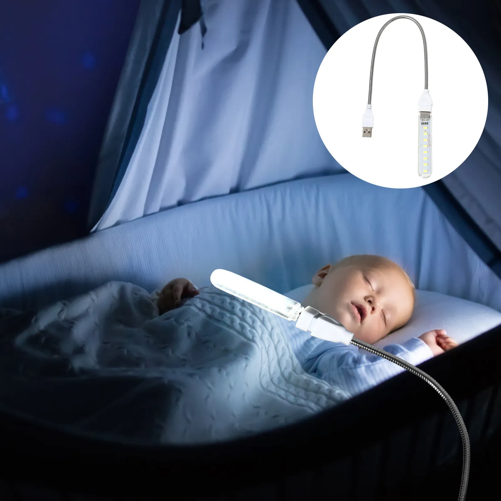 USB Night Light Gooseneck 8 Leds Flexible Computer Lamp Portable Night Lamp USB Powered Bedside Reading Laptop Camping Office
USB Night Light Gooseneck 8 Leds Flexible Computer Lamp Portable Night Lamp USB Powered Bedside Reading Laptop Camping Office