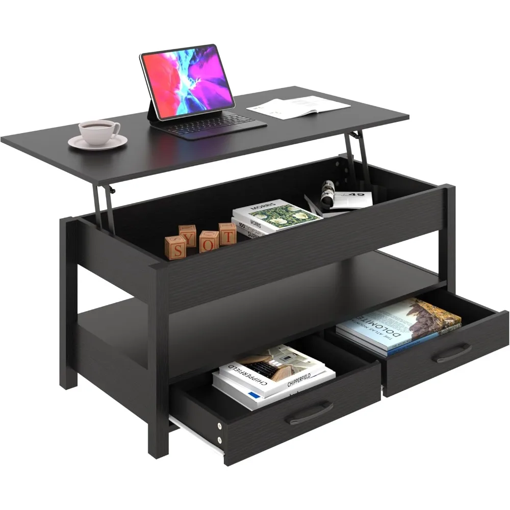Coffee Table, Lift Top Coffee Table with Hidden Compartment, 2 Drawers and 1 Open Shelf, Central Wooden Table for Living Room
Coffee Table, Lift Top Coffee Table with Hidden Compartment, 2 Drawers and 1 Open Shelf, Central Wooden Table for Living Room