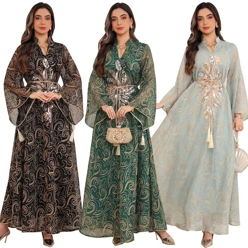 Women Middle Muslim Abaya Party Dresses Print Vestidoes Abayas Ankle Length Long Sleeve Gorgeous Party Style Loose Elegant
Women Middle Muslim Abaya Party Dresses Print Vestidoes Abayas Ankle Length Long Sleeve Gorgeous Party Style Loose Elegant
