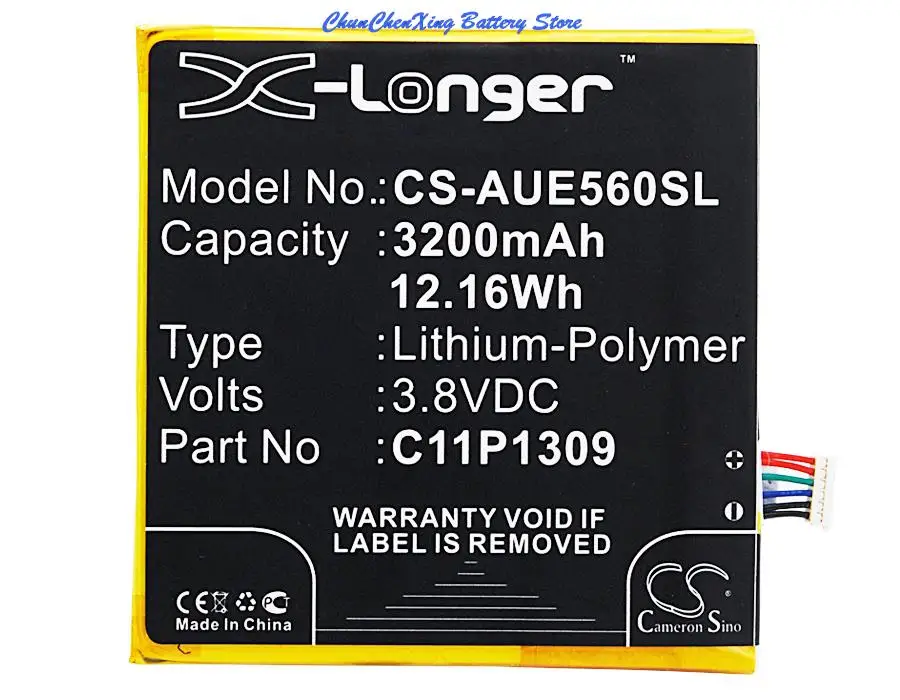 OrangeYu High Quality 3200mAh Battery C11P1309 for Asus Fonepad Note 6, Fonepad Note FHD6, K00G, ME560CG,
OrangeYu High Quality 3200mAh Battery C11P1309 for Asus Fonepad Note 6, Fonepad Note FHD6, K00G, ME560CG,