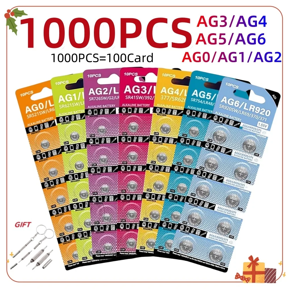 1000Pcs AG4 Battery AG0 AG1 AG2 AG3 AG4 AG5 AG6 Button Cell Coin LR41 377 364 371 SR621SW Alkaline Battery For Clock Electronic
1000Pcs AG4 Battery AG0 AG1 AG2 AG3 AG4 AG5 AG6 Button Cell Coin LR41 377 364 371 SR621SW Alkaline Battery For Clock Electronic