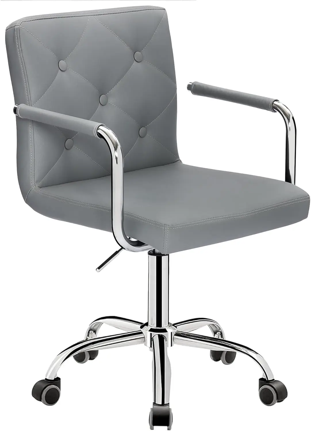 Rolling Work Desk Chair With Swivel Wheels And Armrests Pu Leather Midba Adjustable Height For Home Office/Study, Gray, Set Of
Rolling Work Desk Chair With Swivel Wheels And Armrests Pu Leather Midba Adjustable Height For Home Office/Study, Gray, Set Of