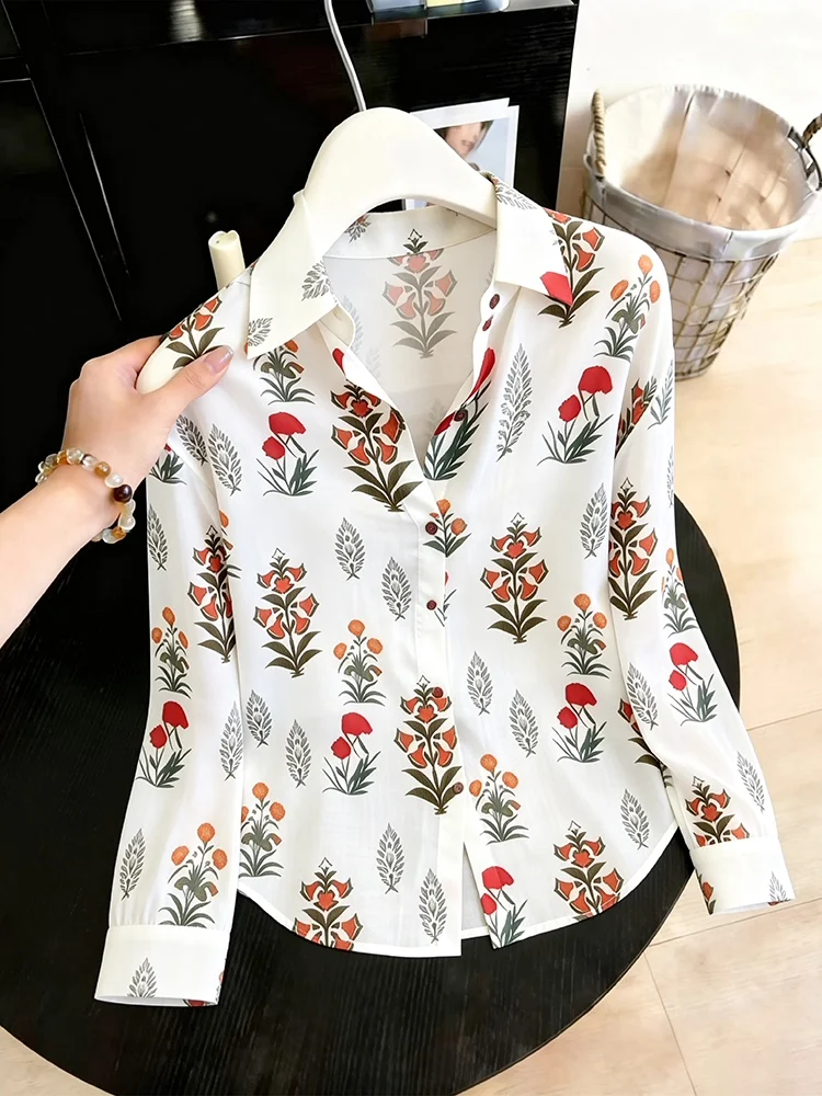 Fashionable White Floral Print Shirt Women's Summer New Style Hong Kong Style Age Reduction Matching Casual Loose Fit Top
Fashionable White Floral Print Shirt Women's Summer New Style Hong Kong Style Age Reduction Matching Casual Loose Fit Top