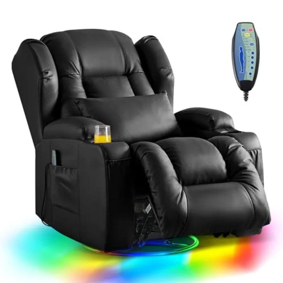 Dual Motor Power Swivel Rocker Recliner Chairs, Electric Wall Hugger Reclining Sofa with Massage and Heat, Modern Theater Seati
Dual Motor Power Swivel Rocker Recliner Chairs, Electric Wall Hugger Reclining Sofa with Massage and Heat, Modern Theater Seati