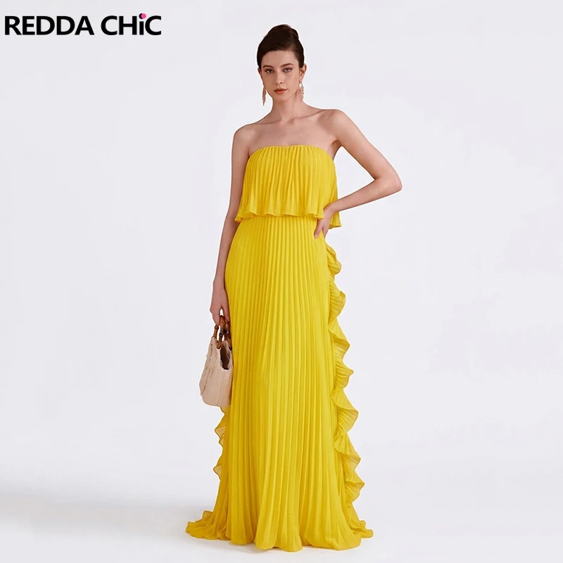 REDDACHiC Lemon Yellow Pleated Party Dress Women Elegant Summer Chiffon Corset Ruffle Long Party Gown Evening Romantic Costume
REDDACHiC Lemon Yellow Pleated Party Dress Women Elegant Summer Chiffon Corset Ruffle Long Party Gown Evening Romantic Costume