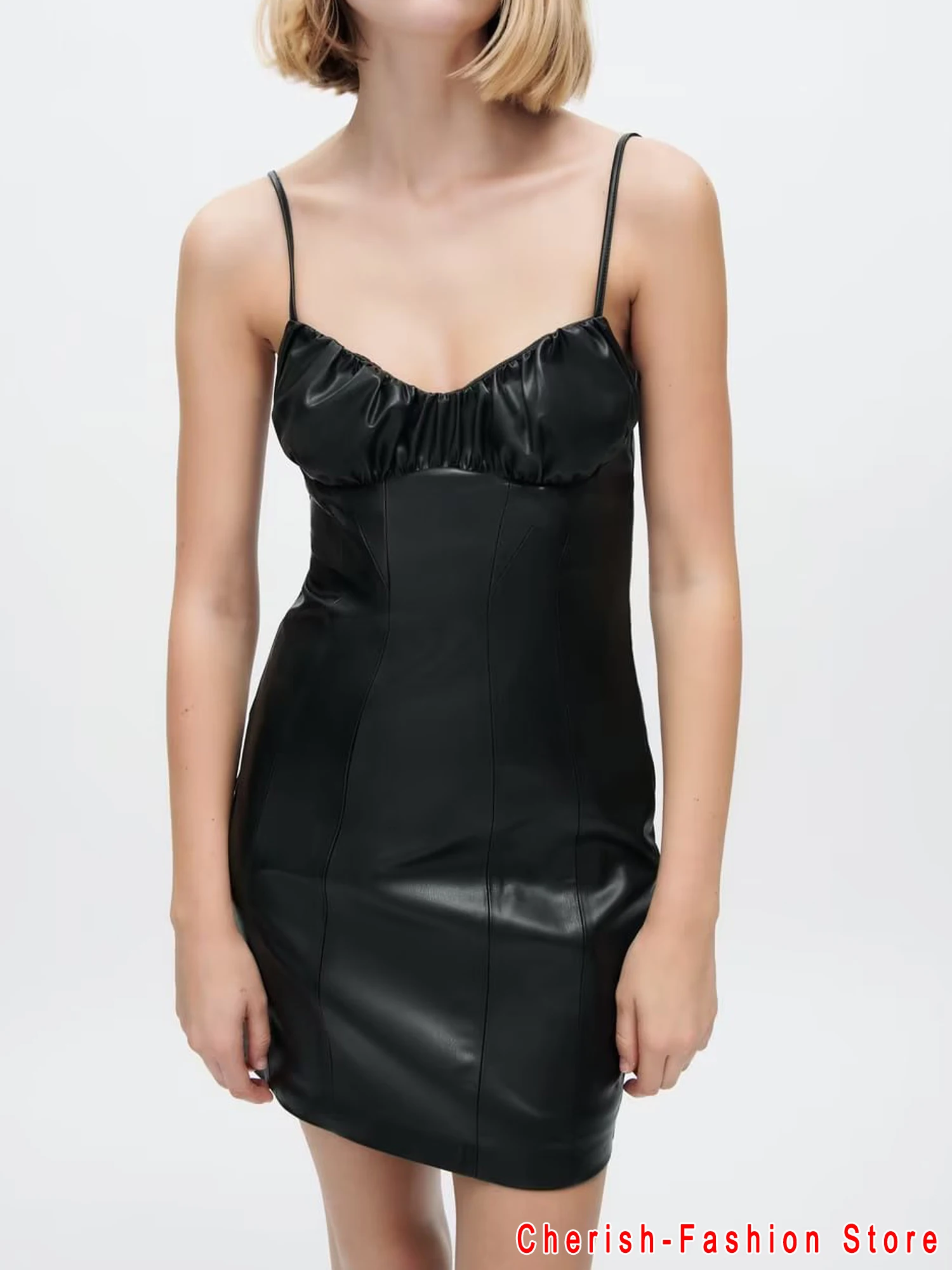 Sexy robe nightclub Women Suspender Mid-length Dress PU Solid Leather Bandage Backless bodycon Dress Pu Leather Sleeveless Dress
Sexy robe nightclub Women Suspender Mid-length Dress PU Solid Leather Bandage Backless bodycon Dress Pu Leather Sleeveless Dress