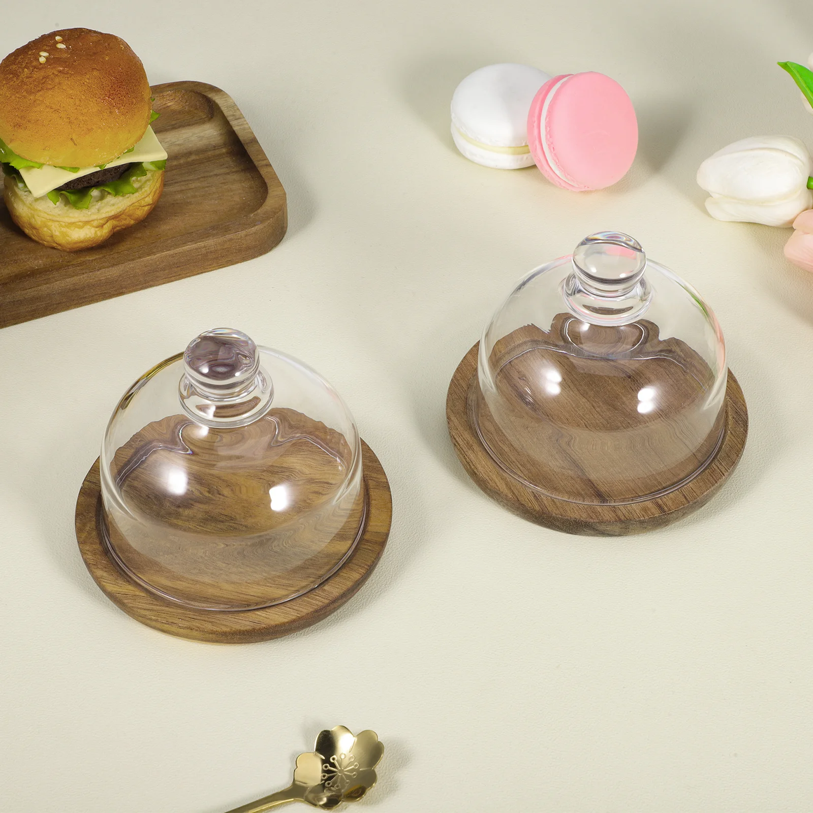 2Pcs Butter Dish Glass Dome Wooden Tray Cake Display Dome Cover Cake Stand Plate for Home Party Dessert Fruit Storage Display
2Pcs Butter Dish Glass Dome Wooden Tray Cake Display Dome Cover Cake Stand Plate for Home Party Dessert Fruit Storage Display