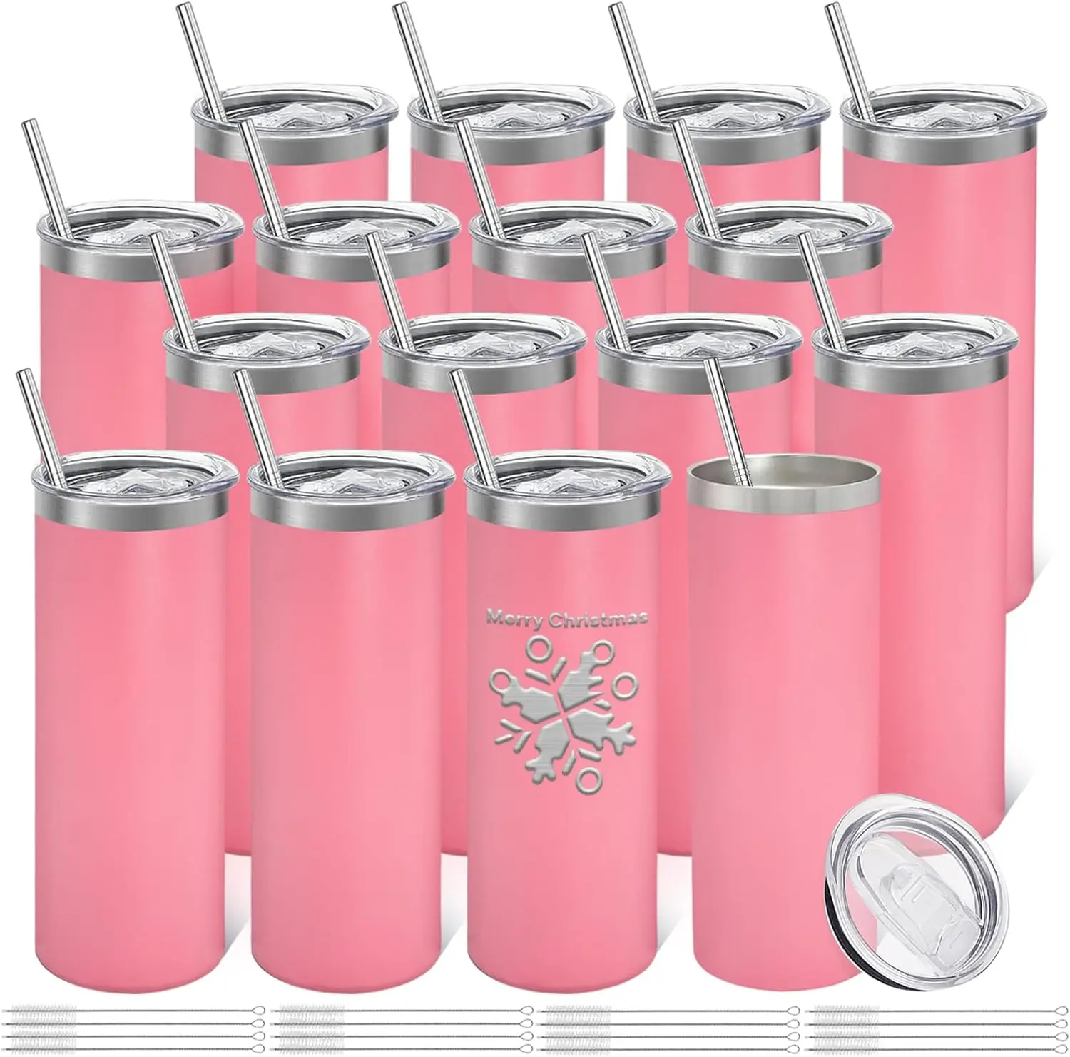 16 Pack Stainless Steel Skinny Tumblers with Lid and Straw, Double Wall Insulated for Laser Engraving, DIY Gift, 20oz Light Pink
16 Pack Stainless Steel Skinny Tumblers with Lid and Straw, Double Wall Insulated for Laser Engraving, DIY Gift, 20oz Light Pink