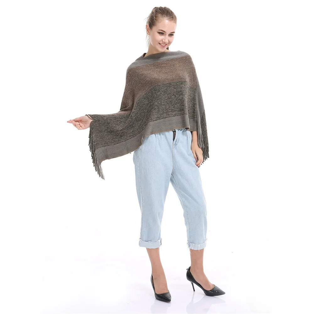Spring Autumn European American Irregular Color Silk Tassel Lady Cloak Shawl Pullover Sweater Women Coat Khaki
Spring Autumn European American Irregular Color Silk Tassel Lady Cloak Shawl Pullover Sweater Women Coat Khaki