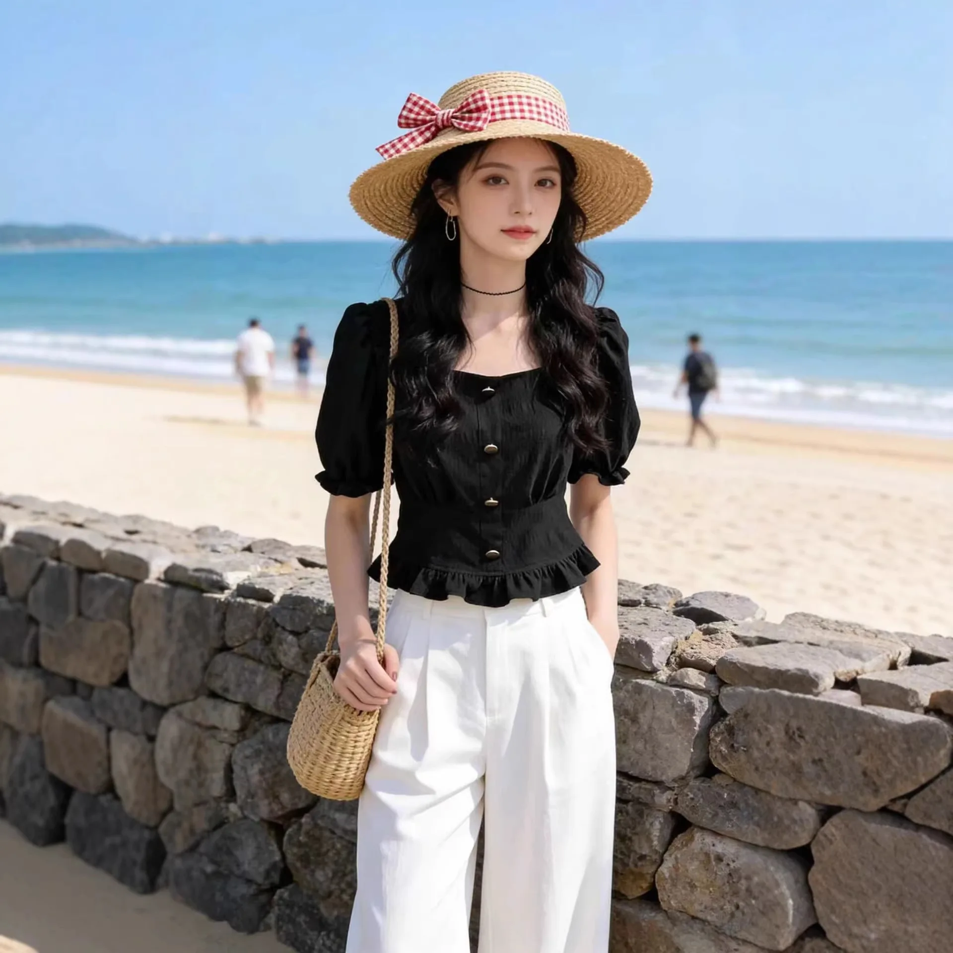 Fashionable Square Collar Short Sleeve Bubble Sleeve Shirt Women's Short Style 2026 Spring Summer College Style Versatile Shirt
Fashionable Square Collar Short Sleeve Bubble Sleeve Shirt Women's Short Style 2026 Spring Summer College Style Versatile Shirt
