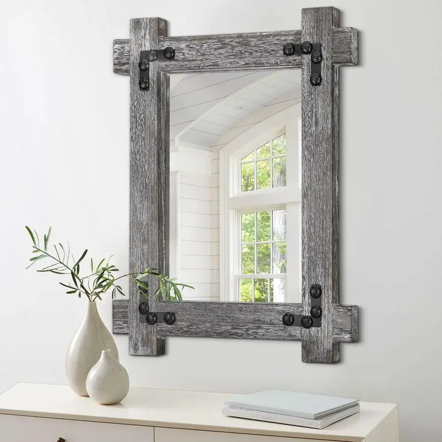 Hanging Mirror with Rustic Frame Rectanglar Vintage Mirrors for Wall Farmhouse Vanity Bedroom Bathroom Living Room Entryway Deco
Hanging Mirror with Rustic Frame Rectanglar Vintage Mirrors for Wall Farmhouse Vanity Bedroom Bathroom Living Room Entryway Deco