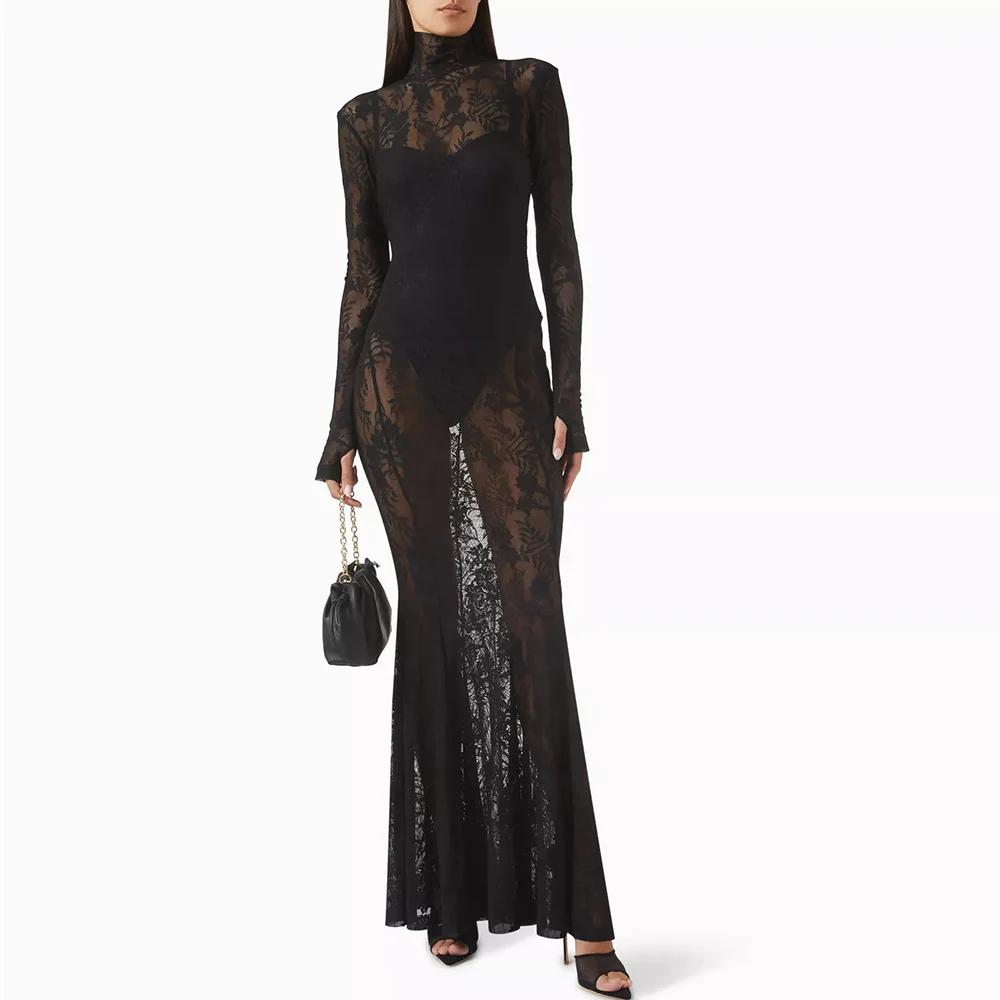 Lace Evening Dress For Sexy Women Vestidos de festa Elegant High Neck Slim Fit Full Sleeve Formal Cocktail Party Prom Gown
Lace Evening Dress For Sexy Women Vestidos de festa Elegant High Neck Slim Fit Full Sleeve Formal Cocktail Party Prom Gown