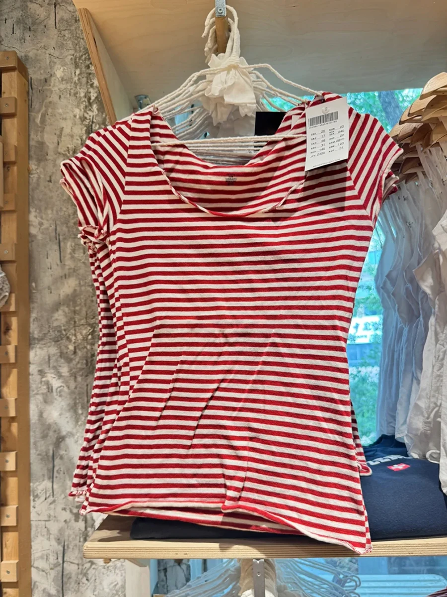 Red Striped Sexy Slash Neck T-shirt Woman Summer Raw Trim Cotton Slim Short Sleeve Tees Harajuku Streetwear Sweet Crop Top Y2k
Red Striped Sexy Slash Neck T-shirt Woman Summer Raw Trim Cotton Slim Short Sleeve Tees Harajuku Streetwear Sweet Crop Top Y2k