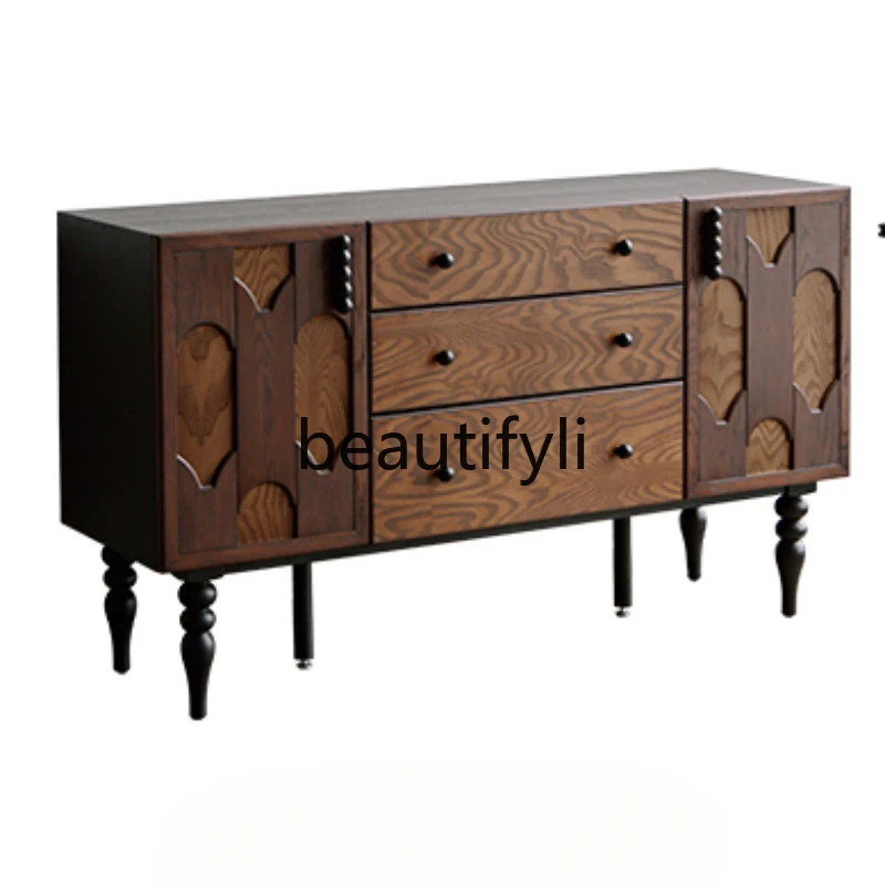 French retro solid wood dining side cabinet against the wall medieval tea cabinet living room storage kitchen locker
French retro solid wood dining side cabinet against the wall medieval tea cabinet living room storage kitchen locker